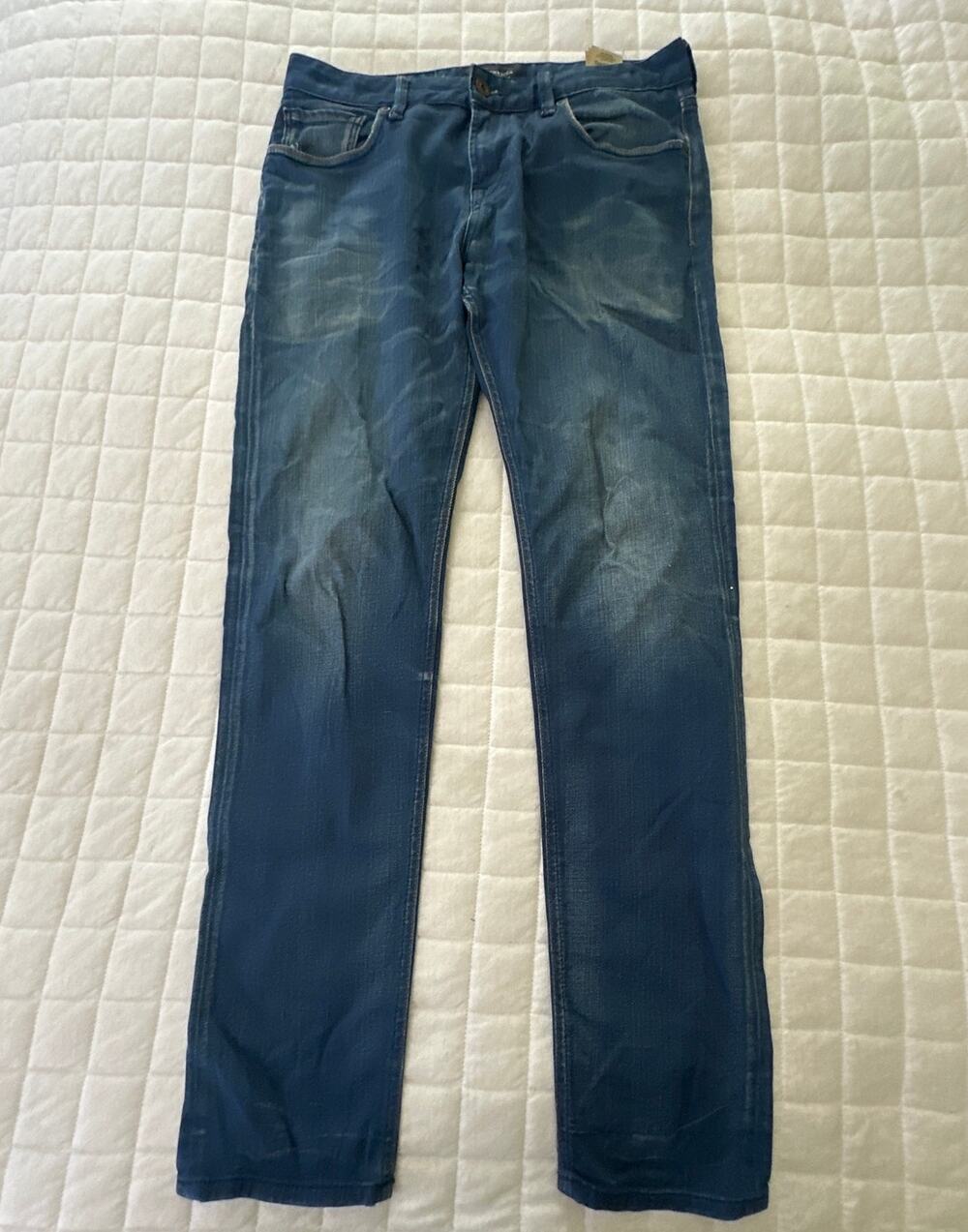 Scotch & Soda Jeans Mens 32 x32 Blue Tye Slim Fit Mid Rise Whiskering Stretch